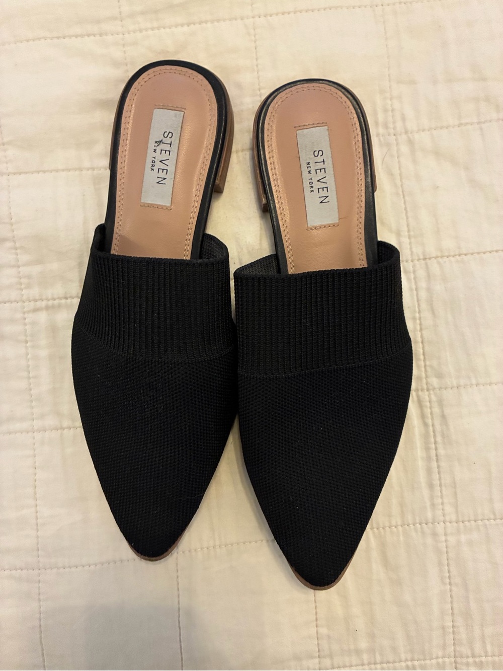 Steven Classic Black Knit Slip-On Mules - Women - Picture 2 of 5